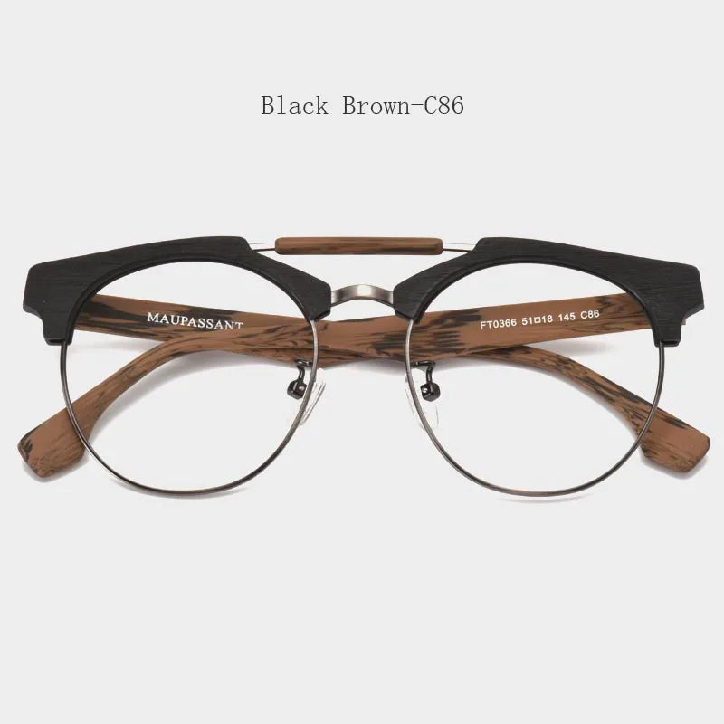 HDCRAFTER New Round Wood Optical Lenses Glasses Frame Men Myopia Women Prescription Progressive Glasses Eyeglasses Frames