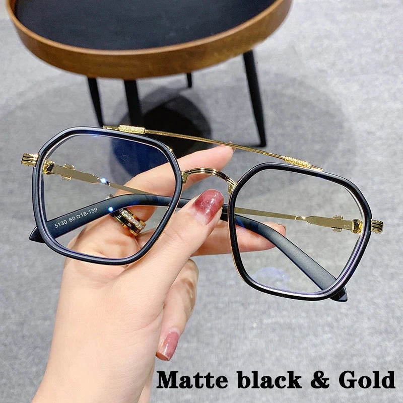 Transparent black Computer Glasses Frame Women Men Anti Blue Light polygon Eyewear Blocking Glasses Optical Spectacle Eyeglass