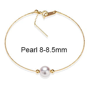Sinya Natural Pearl 18k Gold Beads Au750 Jewelry Bangles Can Adjust Wear Length DIY Jewellery for Women Girl Mum Lover