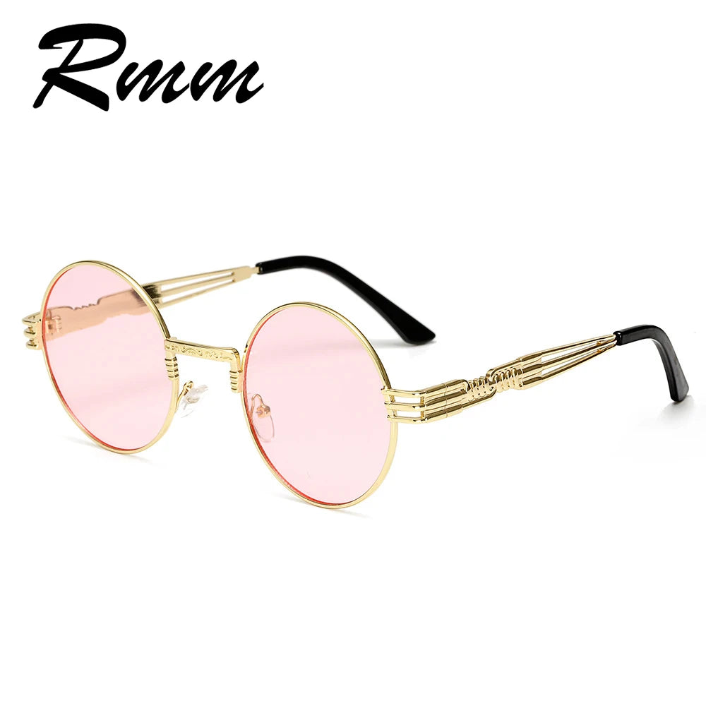 RMM Gothic Steampunk Sunglasses Men Women Metal WrapEyeglasses Round Shades Brand Designer Sun glasses Mirror High Quality UV400