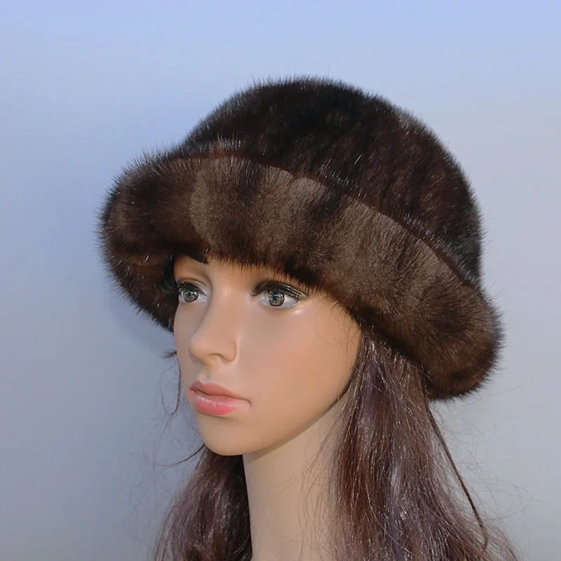 The new fur hat hot mink hat fashion Topper warm autumn and winter women short brimmed hat