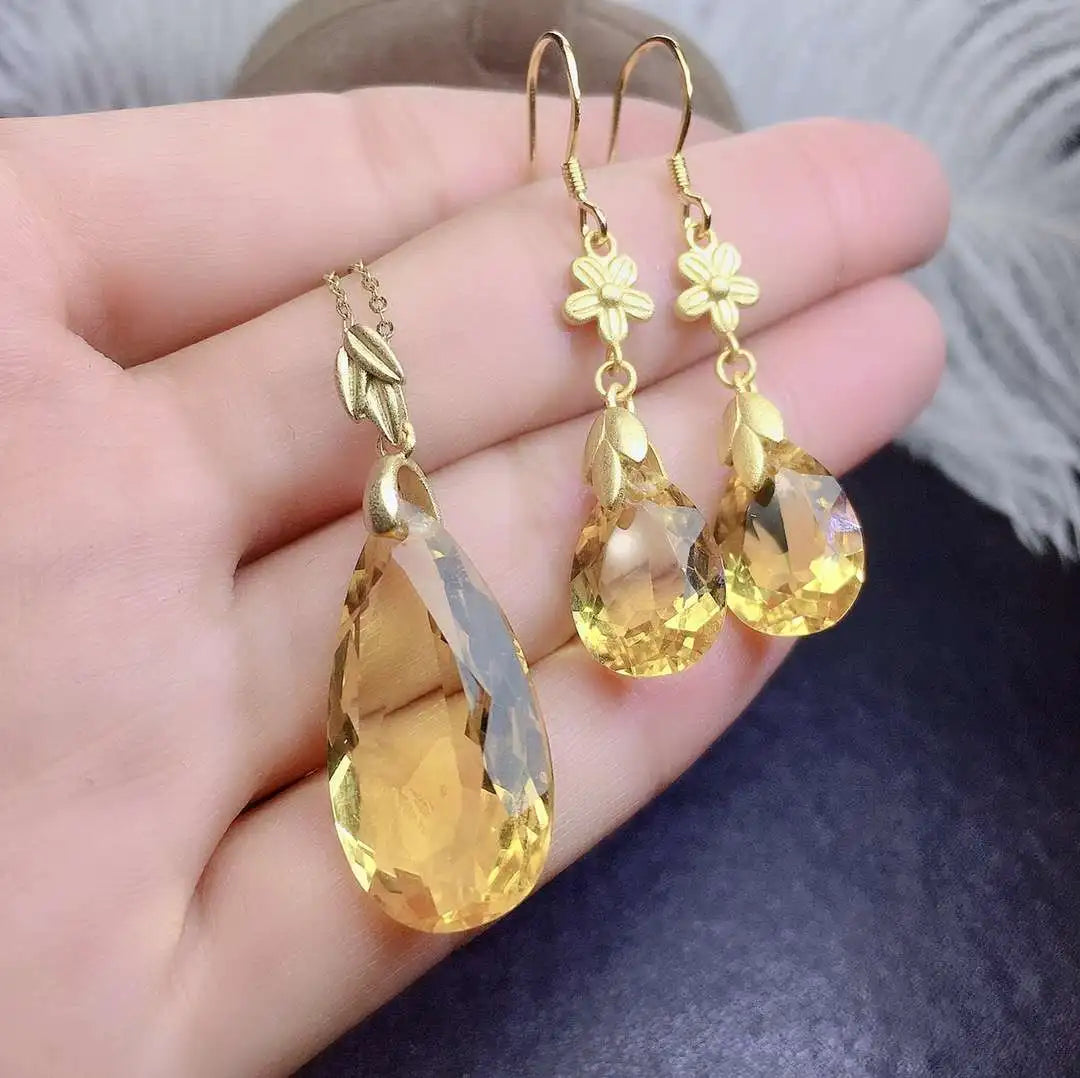 KJJEAXCMY fine jewelry Citrine 925 sterling silver women set luxury