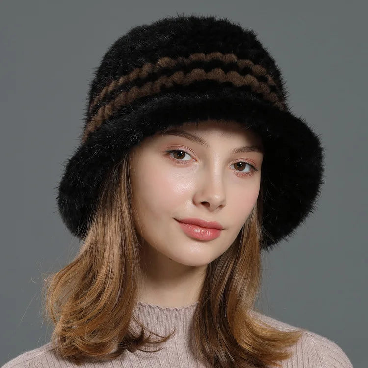 Winter Mink Fur Hat Female New Korean Casual Mink Hat Fur Hat Women Winter Mink Fur Warm Top Hat