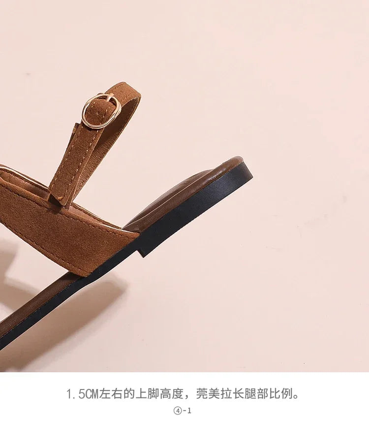 2024 High Quality Women's Shoes Summer New Women's Sandals Fashion Solid Color Thong Low Heel One-line Buckle Women's Sandals