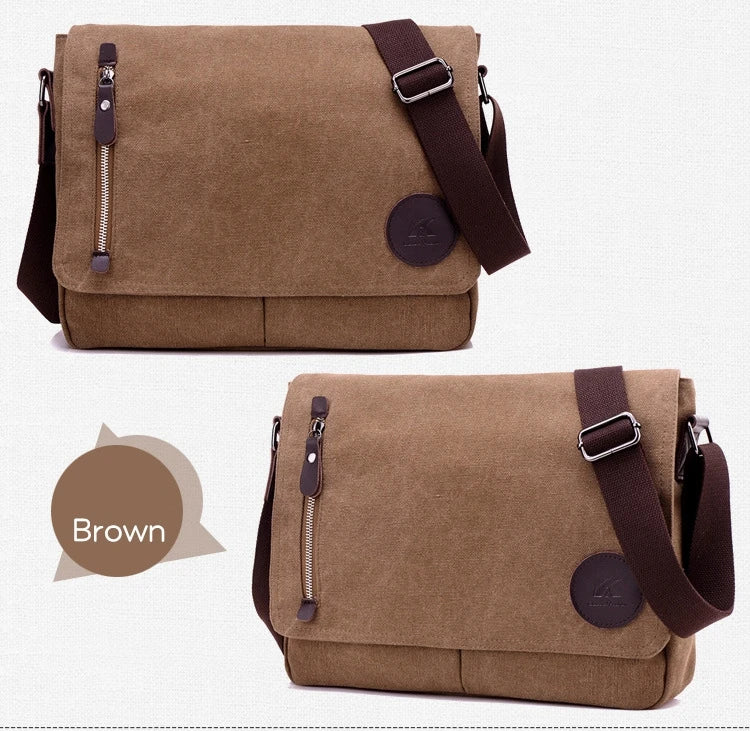 Weysfor Fashion Solid Canvas Messenger Satchel Bags Buckle Casual Portable Shoulder Bag Korean Trend Simple Pack For Men