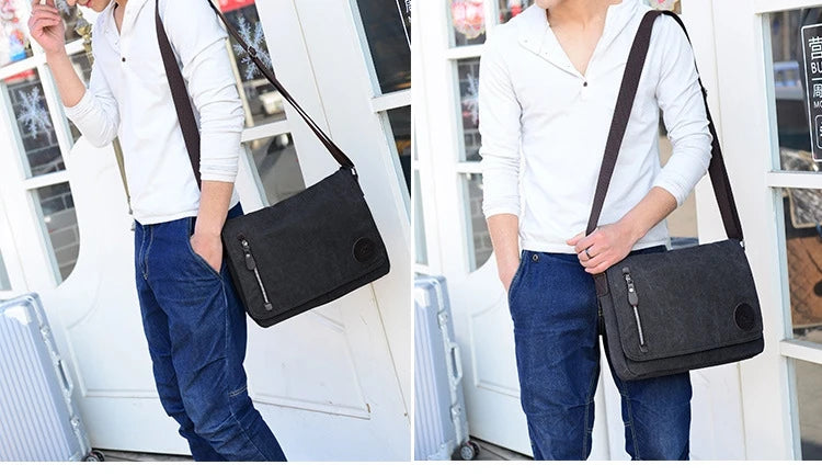 Weysfor Fashion Solid Canvas Messenger Satchel Bags Buckle Casual Portable Shoulder Bag Korean Trend Simple Pack For Men