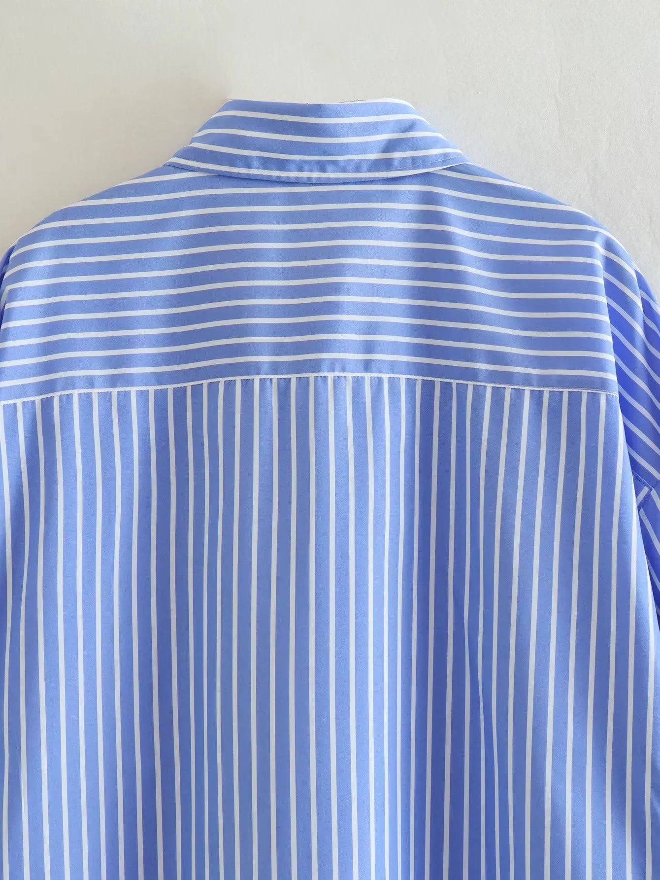 TRAF Blue Striped Shirt Women Casual Oversized Long Shirt Woman Korean Fashion Button Up Long Sleeve Shirts Office Loose Shirt