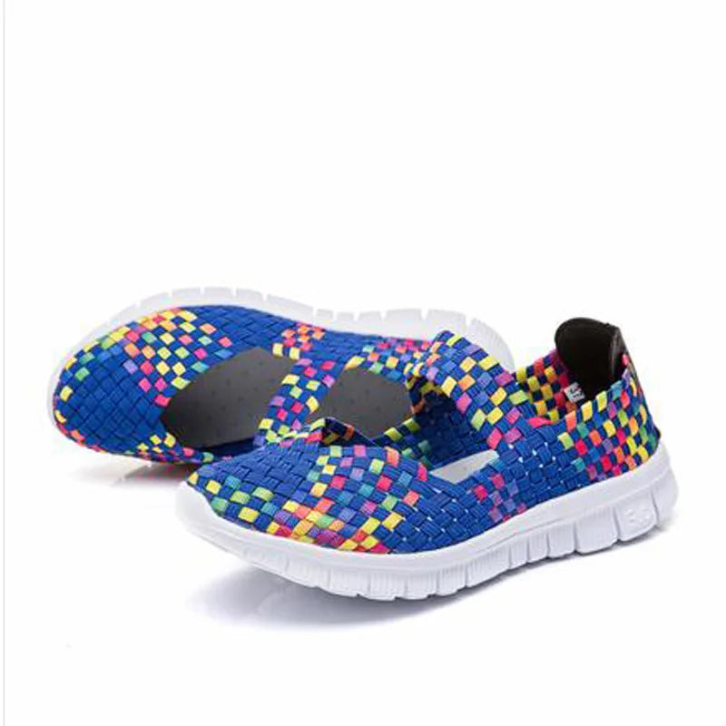Women Running Sneakers Shoes Summer Breathable Walking Woven Shoe Anti-slip Handmade Weave Lightweight Female Flats Casual Shoe