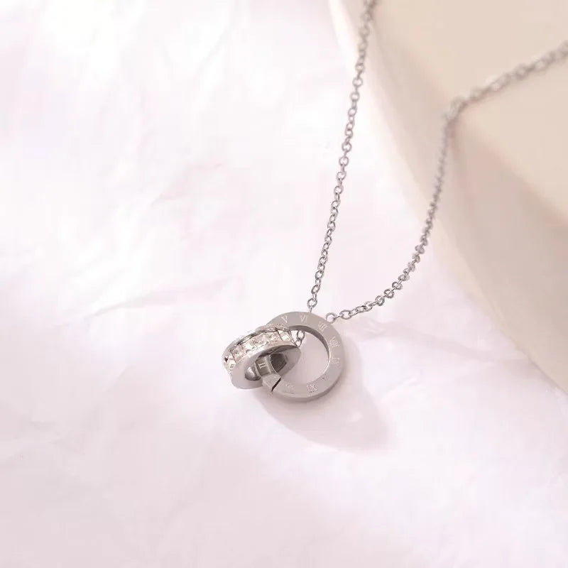 2022 New Stainless Steel Necklaces and Bracelet for Women Roman Numerals Luxury Chain Necklace Fashion Jewelry Girl Gift Trendy