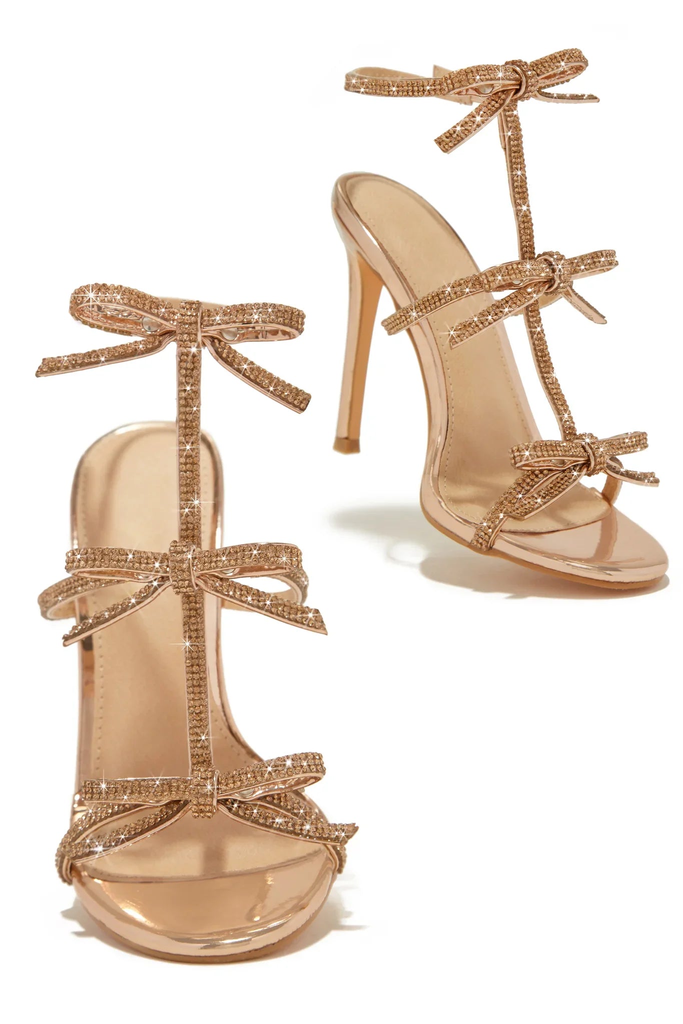 AIYKAZYSDL 2024 Gold Slingback T-strap Pumps Crystal Rhinestone Sandals Bow-tie Bowknot Sandals Summer Fetish Shoes Plus SIZE