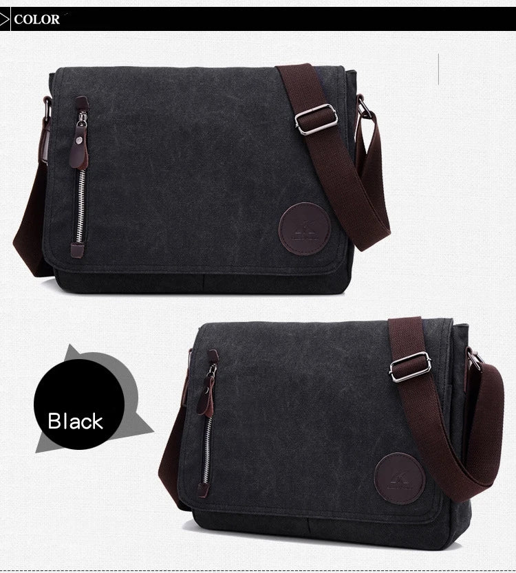 Weysfor Fashion Solid Canvas Messenger Satchel Bags Buckle Casual Portable Shoulder Bag Korean Trend Simple Pack For Men