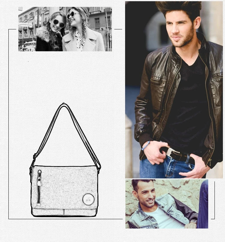 Weysfor Fashion Solid Canvas Messenger Satchel Bags Buckle Casual Portable Shoulder Bag Korean Trend Simple Pack For Men