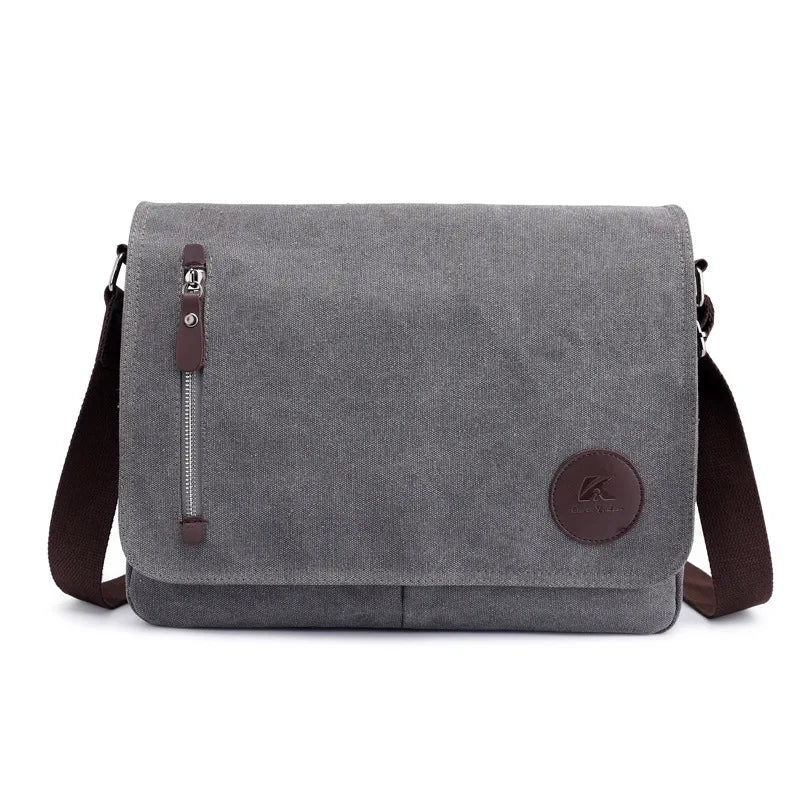 Weysfor Fashion Solid Canvas Messenger Satchel Bags Buckle Casual Portable Shoulder Bag Korean Trend Simple Pack For Men