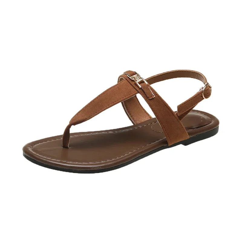 2024 High Quality Women's Shoes Summer New Women's Sandals Fashion Solid Color Thong Low Heel One-line Buckle Women's Sandals