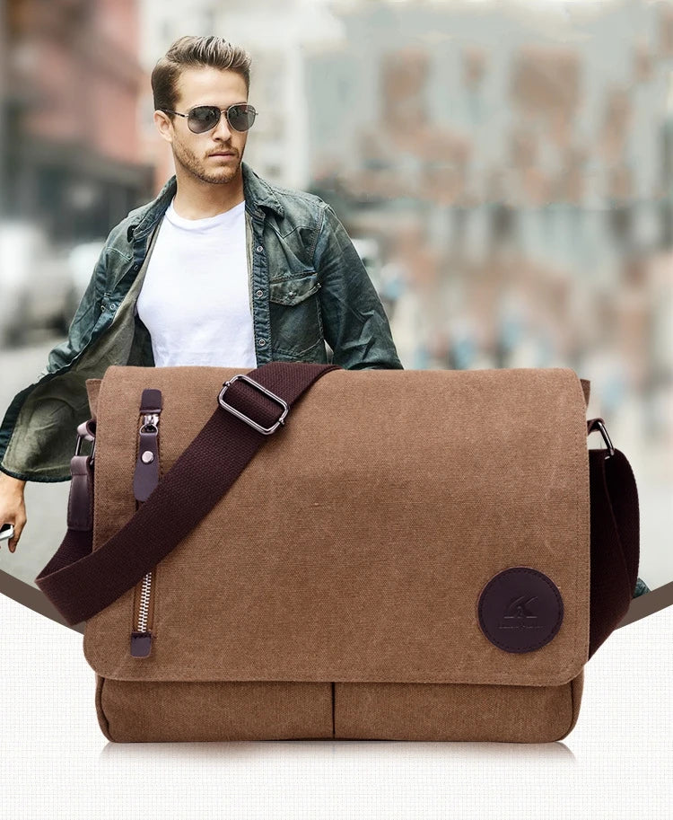 Weysfor Fashion Solid Canvas Messenger Satchel Bags Buckle Casual Portable Shoulder Bag Korean Trend Simple Pack For Men