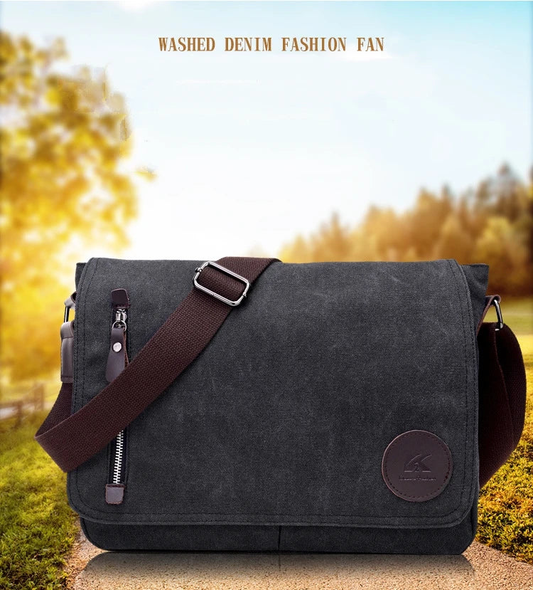 Weysfor Fashion Solid Canvas Messenger Satchel Bags Buckle Casual Portable Shoulder Bag Korean Trend Simple Pack For Men