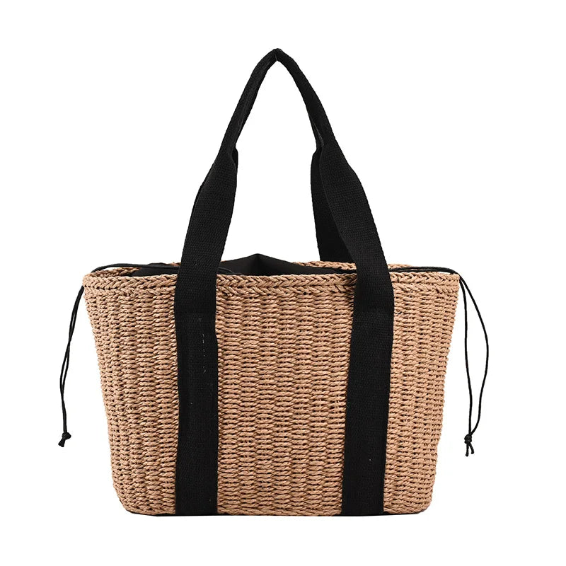 Summer Beach Straw Handbags and Purses Weave Tote Bag Female Bohemian Shoulder Bags for Women Lady Travel Shopping Bags