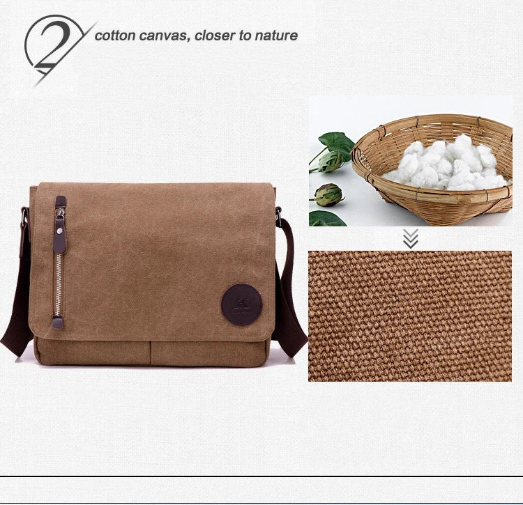 Weysfor Fashion Solid Canvas Messenger Satchel Bags Buckle Casual Portable Shoulder Bag Korean Trend Simple Pack For Men