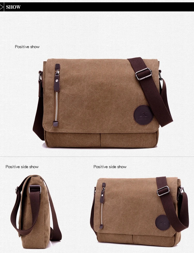 Weysfor Fashion Solid Canvas Messenger Satchel Bags Buckle Casual Portable Shoulder Bag Korean Trend Simple Pack For Men