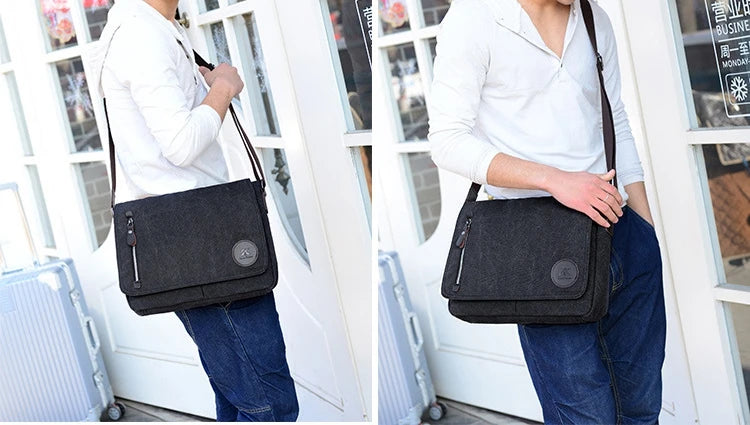 Weysfor Fashion Solid Canvas Messenger Satchel Bags Buckle Casual Portable Shoulder Bag Korean Trend Simple Pack For Men
