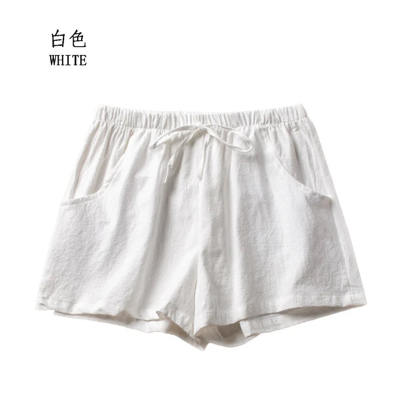 Cotton Linen Shorts Women Fashion Workout Shorts High Waiste Short Pants Ladies Black Shorts Casual Women Shorts Sport Femme