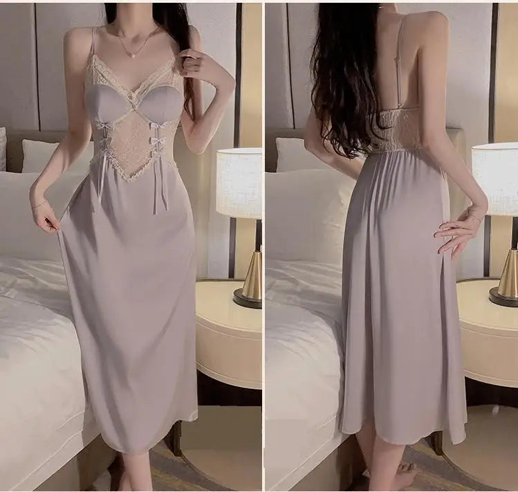 Sexy Lace Nightgown Sleepdress Women Underwear Rayon Sleepwear Nightdress Homewear Summer New Sleepshirt Dressing Gown Lingerie