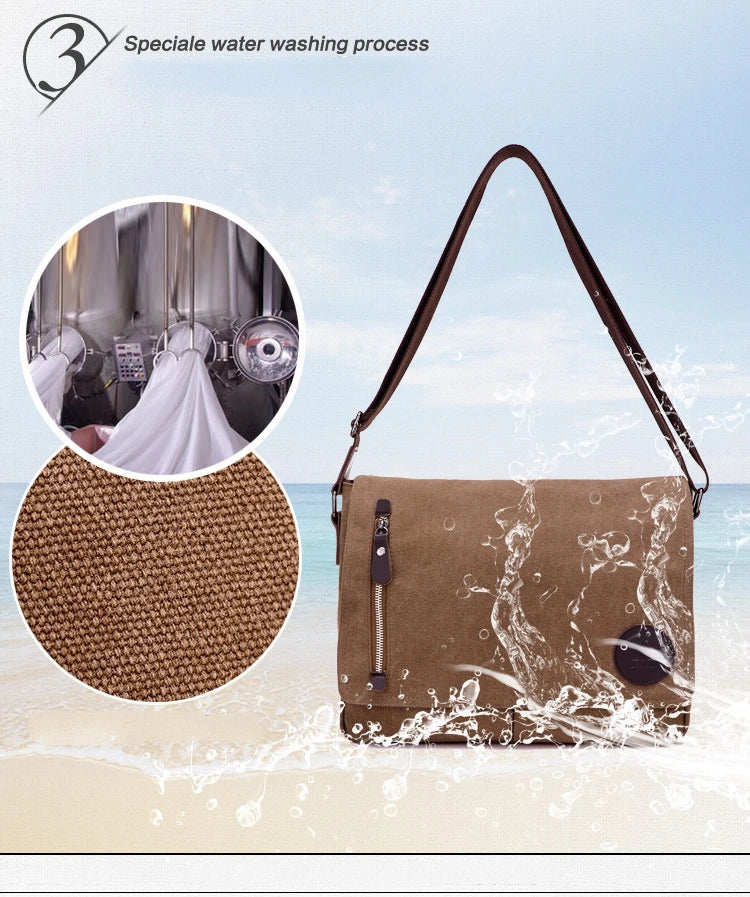 Weysfor Fashion Solid Canvas Messenger Satchel Bags Buckle Casual Portable Shoulder Bag Korean Trend Simple Pack For Men