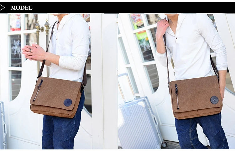 Weysfor Fashion Solid Canvas Messenger Satchel Bags Buckle Casual Portable Shoulder Bag Korean Trend Simple Pack For Men