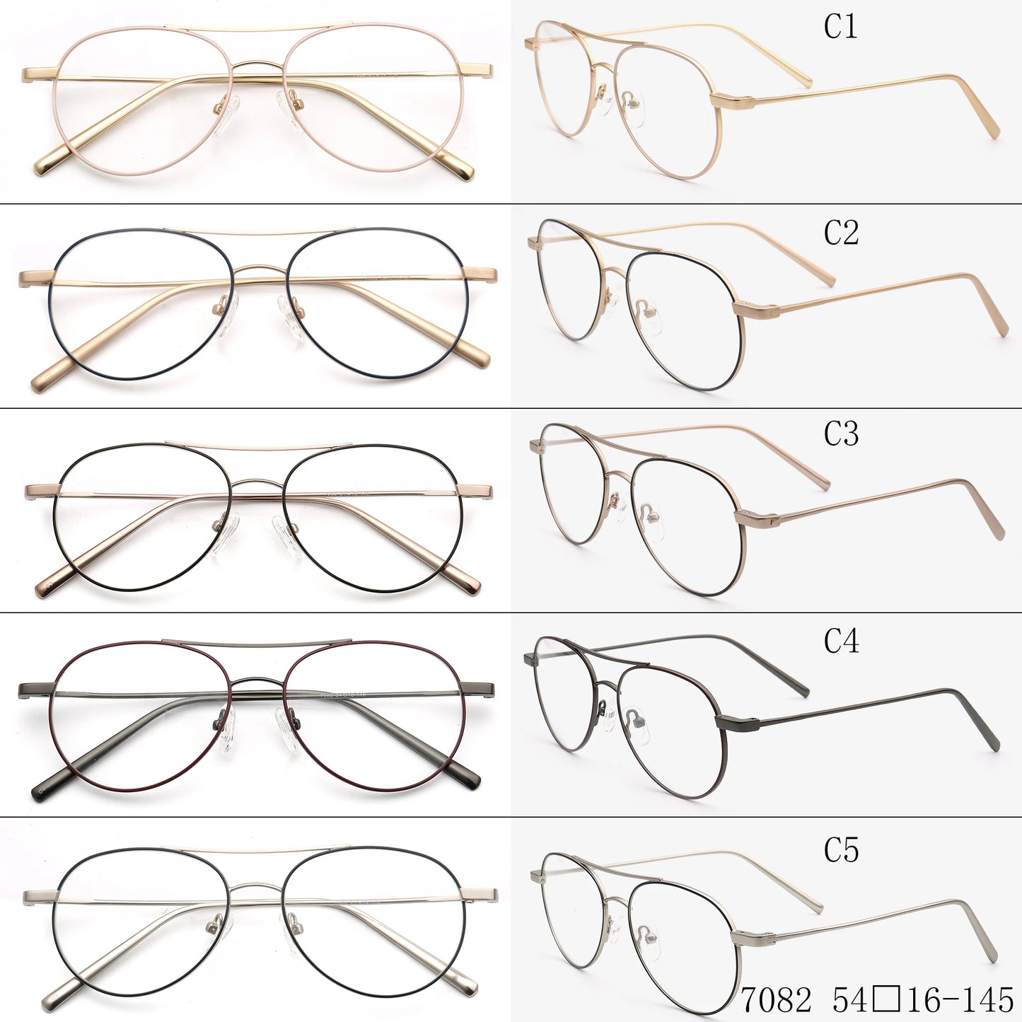 Men Aviation Eyeglass Frames for Women Pilot Glasses Frame Optical Eyeglasses Frames Metal Gold Punk Eyewear Retro Rx Spectacles