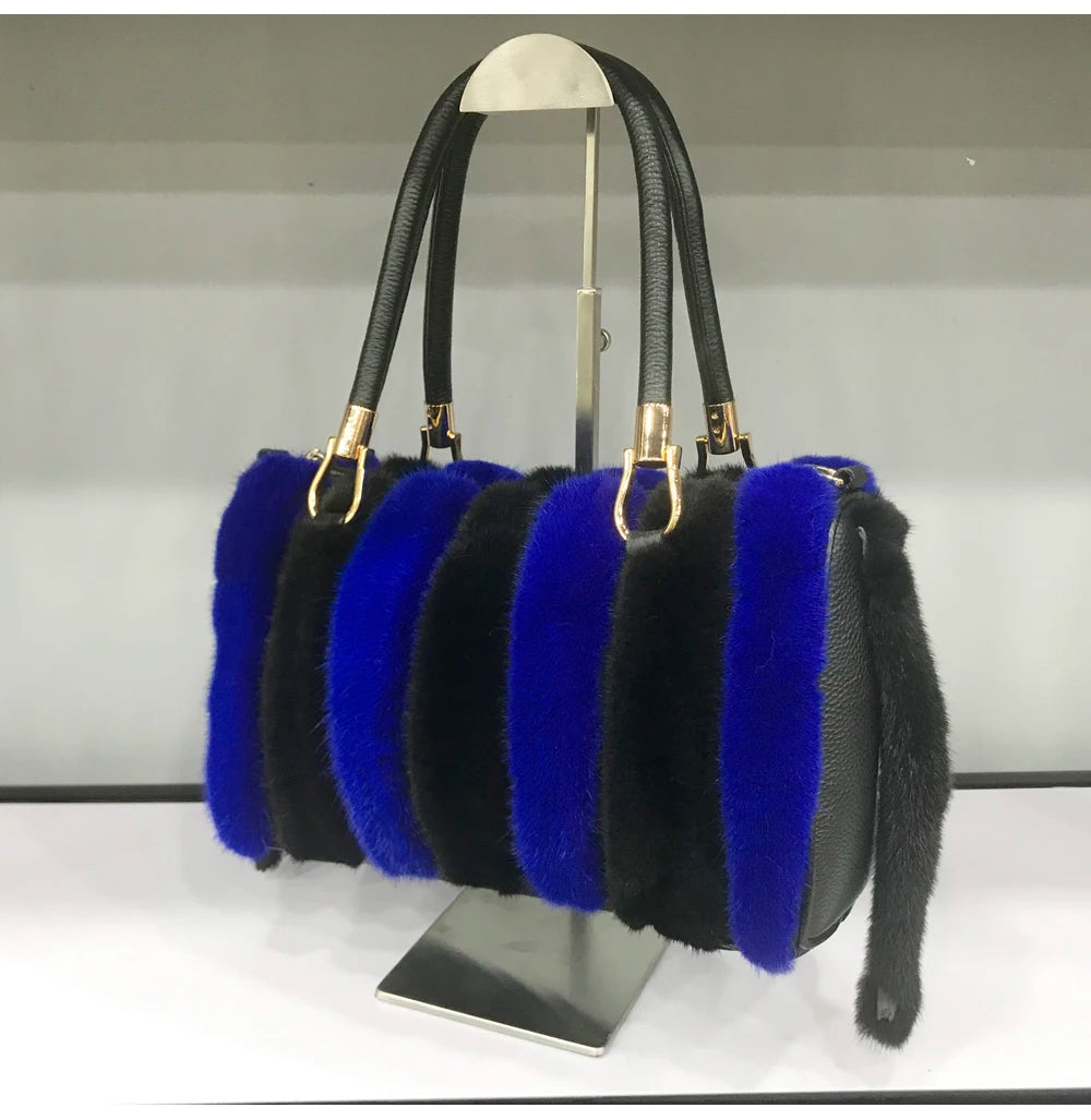 Fur Bag Women Natural Mink Fur Handbag Ladies Winter Warm Crossbody Bags Famous Brand Large Capacity Shoudler Clutch New