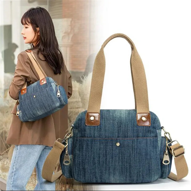 2023 High Quality Women Denim Shoulder Bags Multifunctional Women Travel Handbags Casual Cross Body Bags Drop Shipping