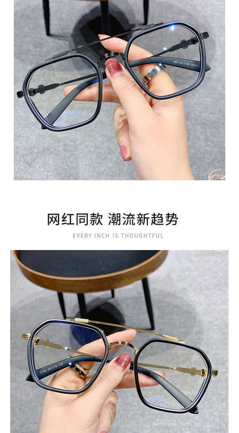 Transparent black Computer Glasses Frame Women Men Anti Blue Light polygon Eyewear Blocking Glasses Optical Spectacle Eyeglass