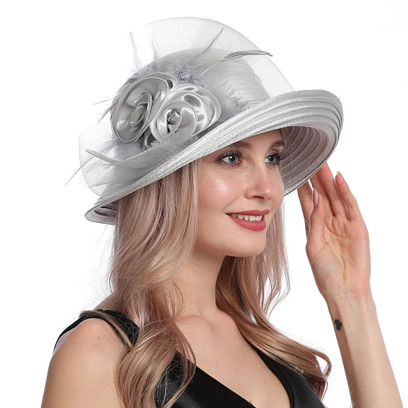 X110 Adult Millinery Fascinators  Party Hats Cross Border Summer Hat Fashion Sunscreen Hat Women's Beach Hat Curling Caps