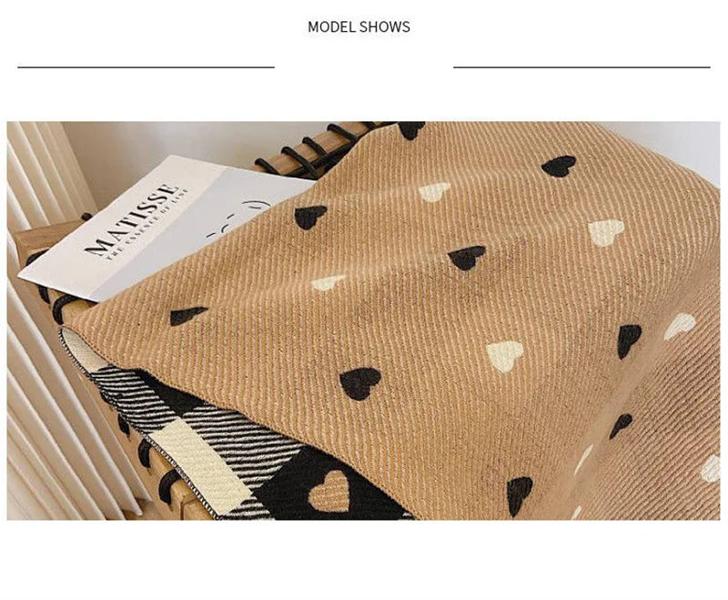 Fashion Winter Cashmere Scarf Women 2022Design Warm Pashmina Blanket Plaid Heart Scarves Female Shawl Wrap Thick Foulard Bufanda