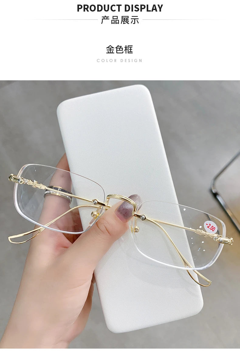 Transparent Computer Glasses Frameless Women Men Anti Blue Light square Eyewear Blocking Glasses Optical Spectacle Eyeglass