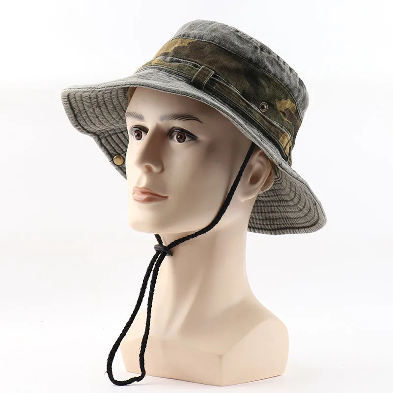 CAMOLAND UPF 50+ Sun Hat For Women Men 100% Cotton Bucket Hat Male Camouflage Patchwork Outdoor Hiking Fishing Boonie Caps