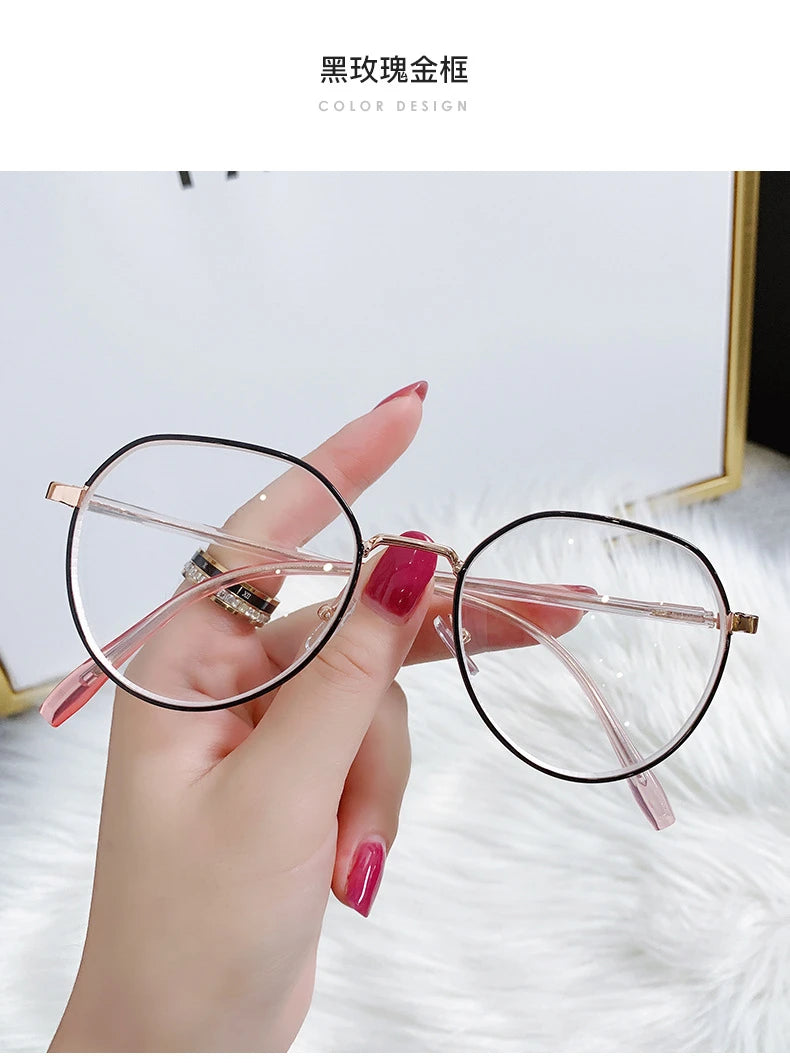 Transparent Computer Glasses Metal Frame Women Men Anti Blue Light Round Eyewear Blocking Glasses Optical Spectacle Eyeglass