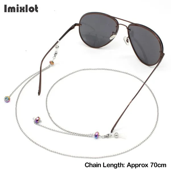 1PC Reading Glasses Chain with Penadnt Womens Metal Sunglasses Cords Neck Straps Beaded Eyeglass Lanyard Holder Eyewear Retainer