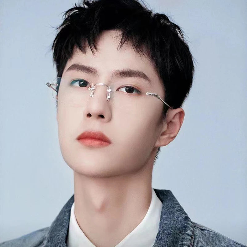 Transparent Computer Glasses Frameless Women Men Anti Blue Light square Eyewear Blocking Glasses Optical Spectacle Eyeglass