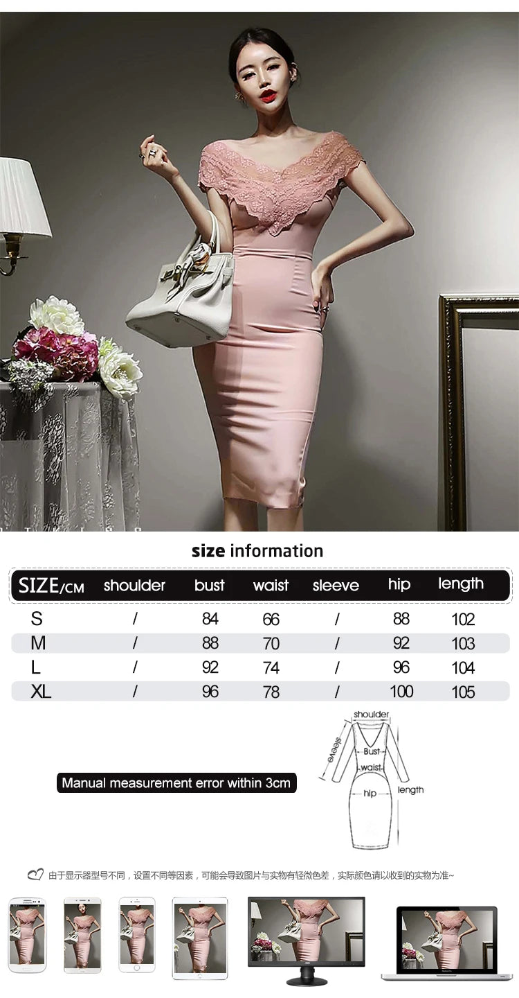 New Summer Elegant Women Evening Dress Chic Sweet Sexy Off-Shoulder Slim Midi Dresses Party Gown Vacation Birthday Mujer Vestido