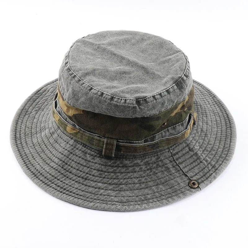 CAMOLAND UPF 50+ Sun Hat For Women Men 100% Cotton Bucket Hat Male Camouflage Patchwork Outdoor Hiking Fishing Boonie Caps