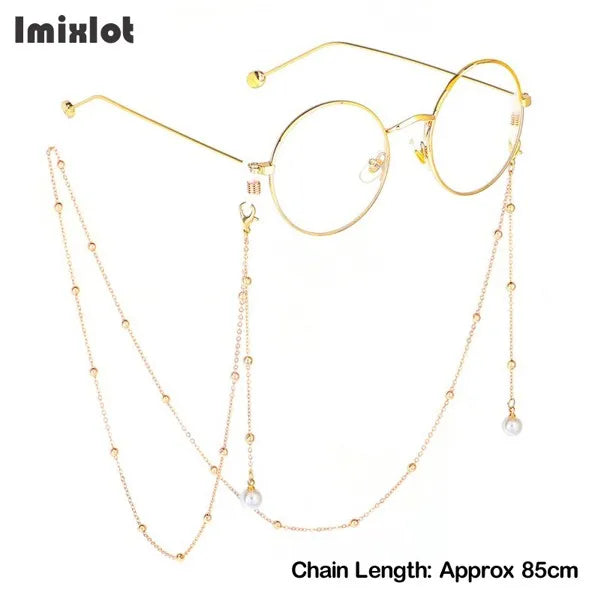 1PC Reading Glasses Chain with Penadnt Womens Metal Sunglasses Cords Neck Straps Beaded Eyeglass Lanyard Holder Eyewear Retainer