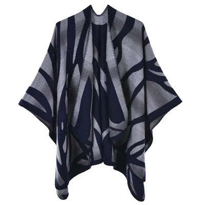 Imitation Cashmere Women Zebra Print Scarf Vintage Winter Warm Shawl Wrap Female Casual Knitted Warm Split Soft Thick Blanket