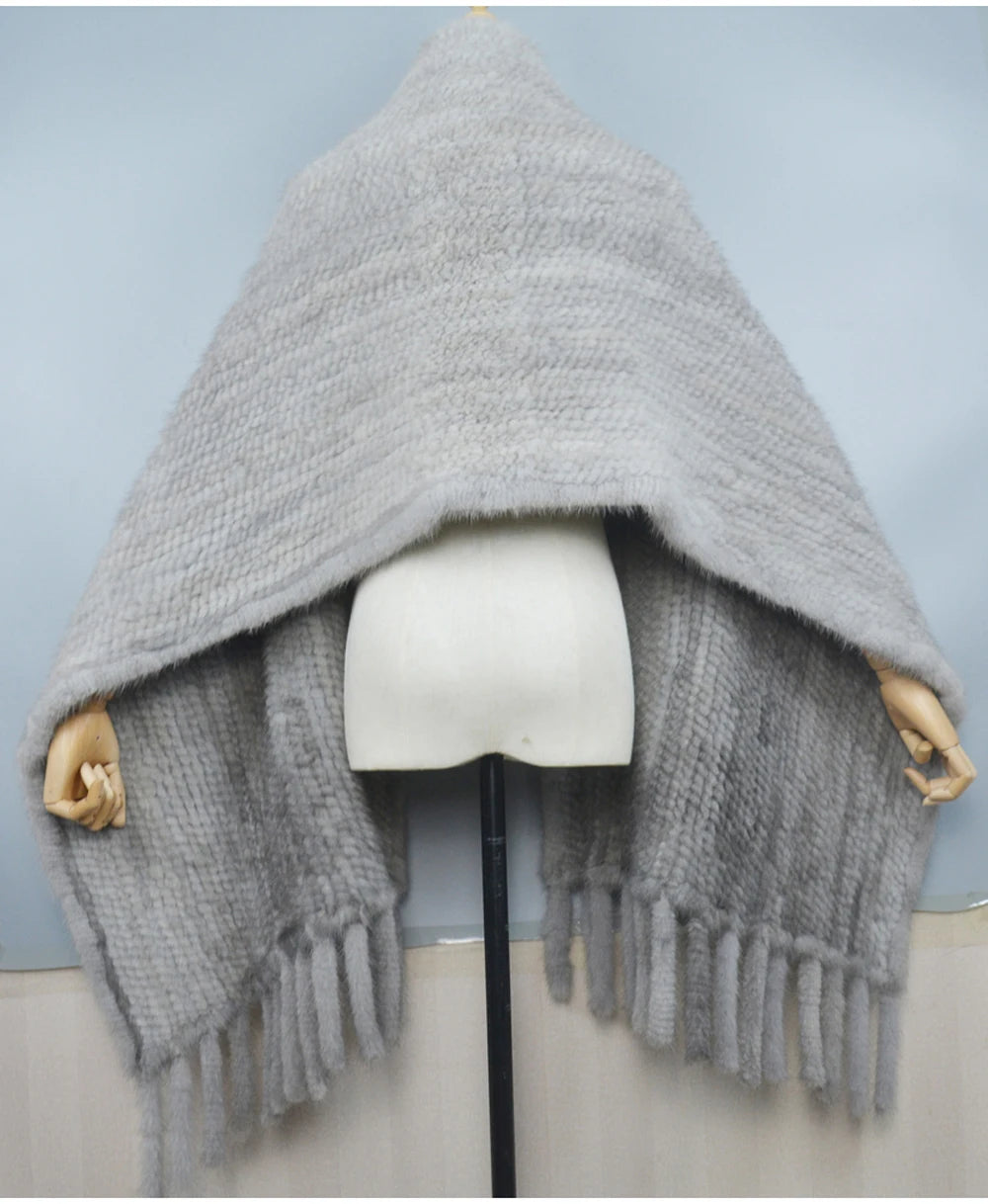 Long Style Winter Real Natural Mink Fur Scarf Lady 100% Natural Real Mink Fur Shawl Women Knitted Real Mink Fur Pashmina Scarves