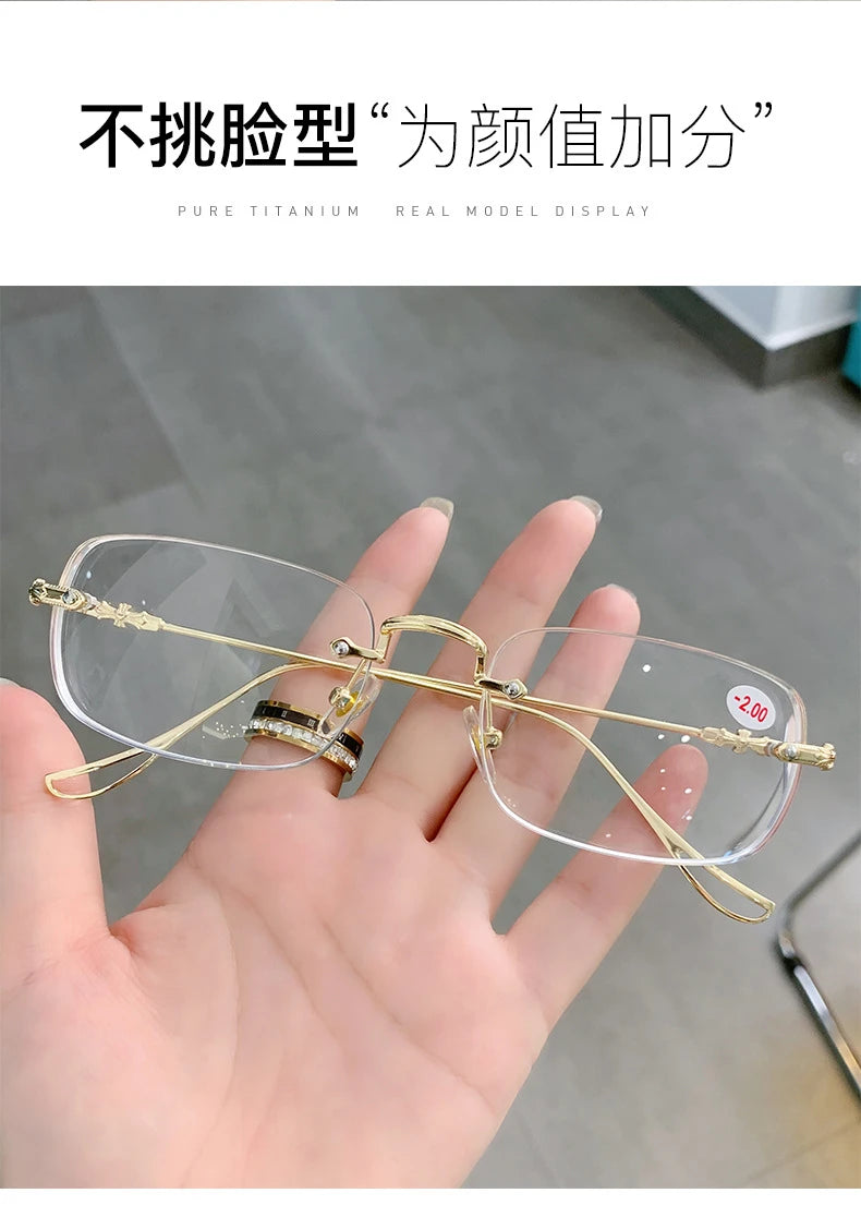 Transparent Computer Glasses Frameless Women Men Anti Blue Light square Eyewear Blocking Glasses Optical Spectacle Eyeglass