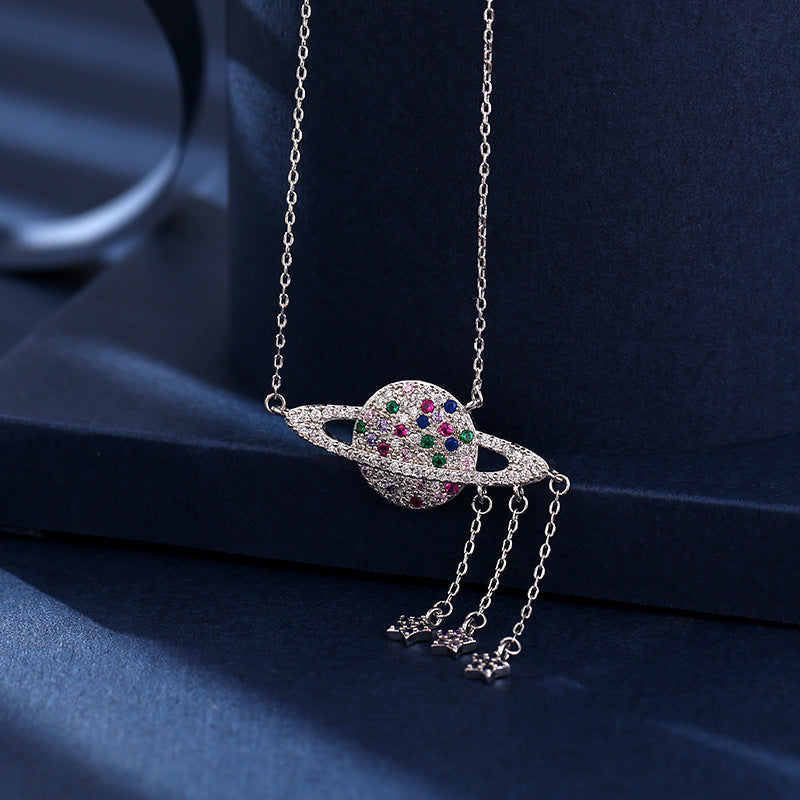 Keoc 2021 Trend Luxury Colorful Zircon Planet Necklace for Women Pingente Y2k Jewelry Personalized Gift Dropship Suppliers