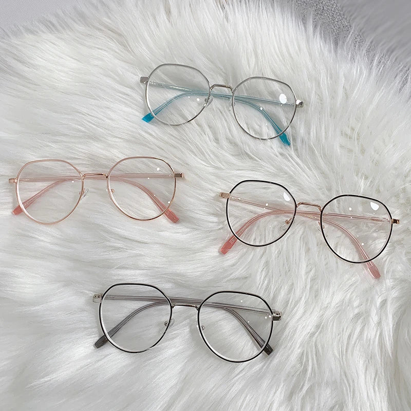 Transparent Computer Glasses Metal Frame Women Men Anti Blue Light Round Eyewear Blocking Glasses Optical Spectacle Eyeglass