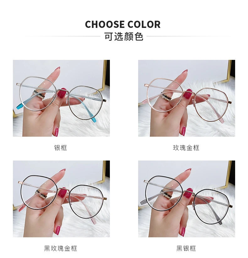 Transparent Computer Glasses Metal Frame Women Men Anti Blue Light Round Eyewear Blocking Glasses Optical Spectacle Eyeglass