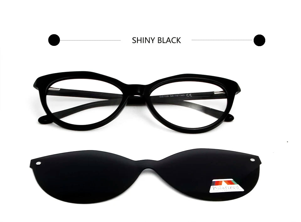 Polaroid Cat Eye Magnet Sunglasses Acetate Women Polarized Clip On Glasses Frame Uv400 Prescription Optical Myopia Eyewear