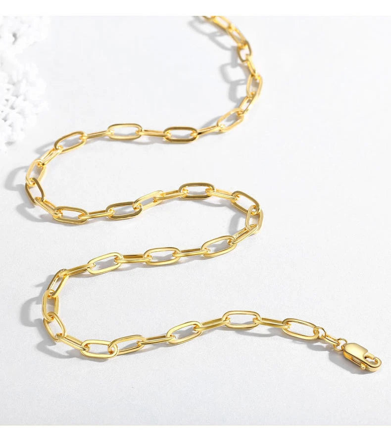 Paperclip Necklaces Chain 925 Sterling Silver Link Neck 4.5MM Men Women Jewelry 45 50 55 60CM Luxury Fine Gift Gilded Rose Gold